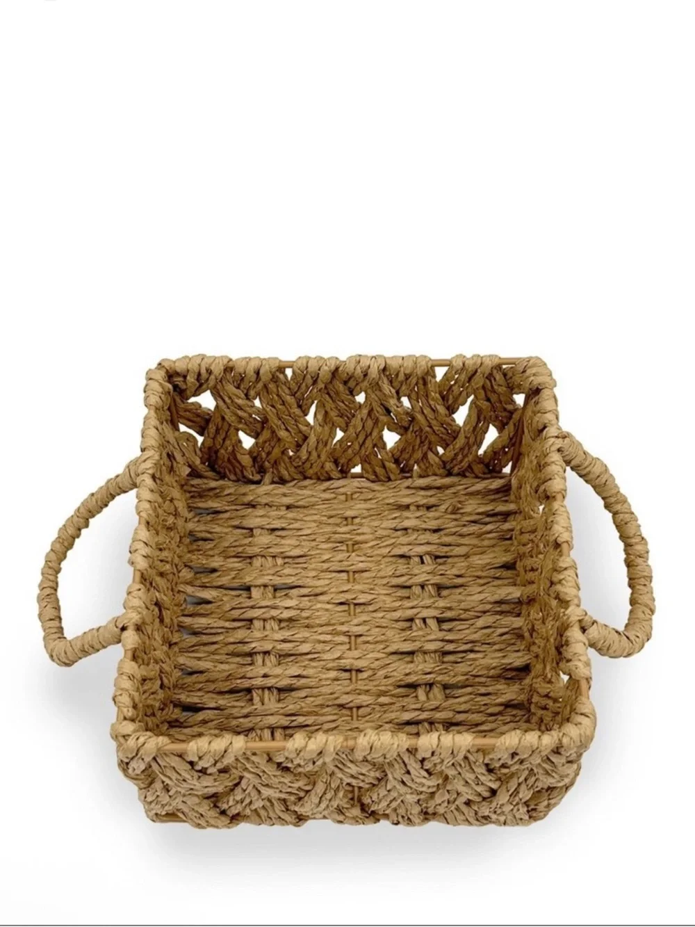New Target Bullseye Playground Small Woven Rustic Square Basket w/ Handles